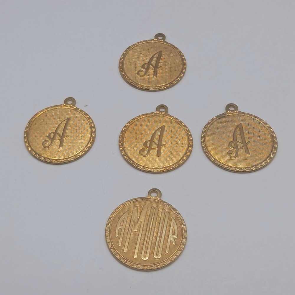Gold colour Letter A Initial Pendant Charms Set - Picture 1 of 4